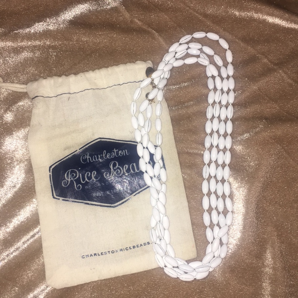 Charleston Rice Bead Necklace 5’ white